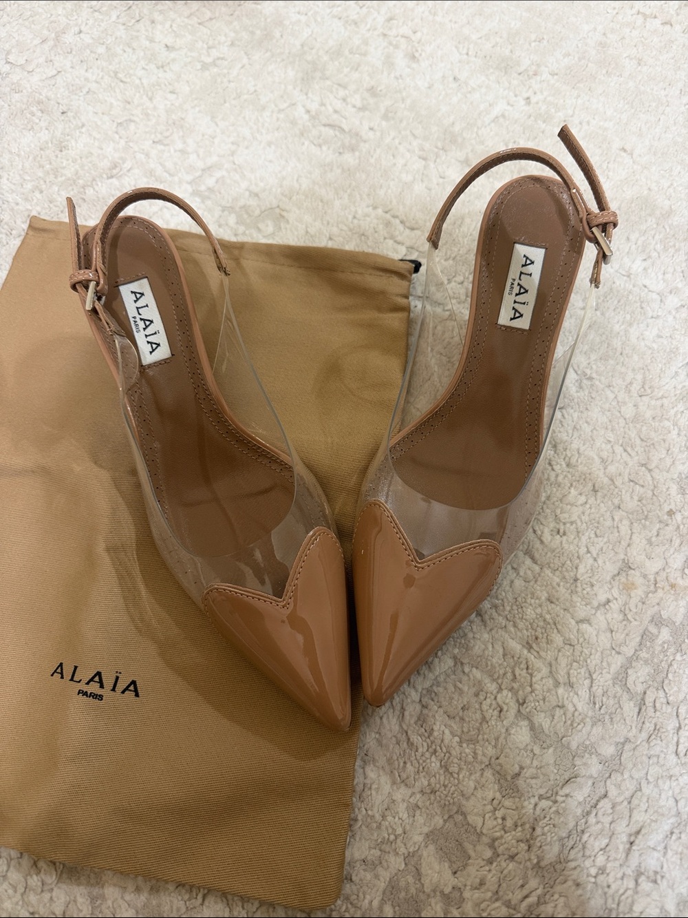 Alaia Coeur Plexi Heart-Toe Nude Pumps